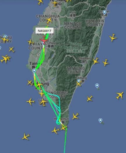 NASA飛機於台灣南部進行飛行任務，目前已飛越嘉義