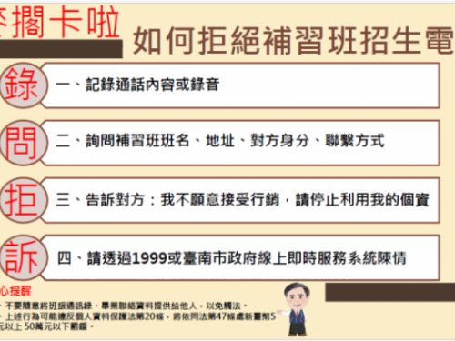 南市教育局加強補習班個資保護措施，113學年度展開全面強化