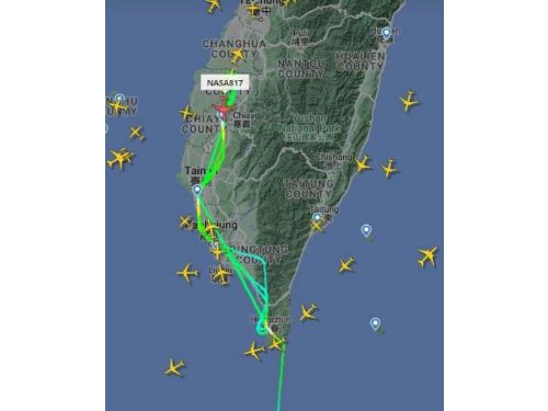 NASA飛機於台灣南部進行飛行任務，目前已飛越嘉義